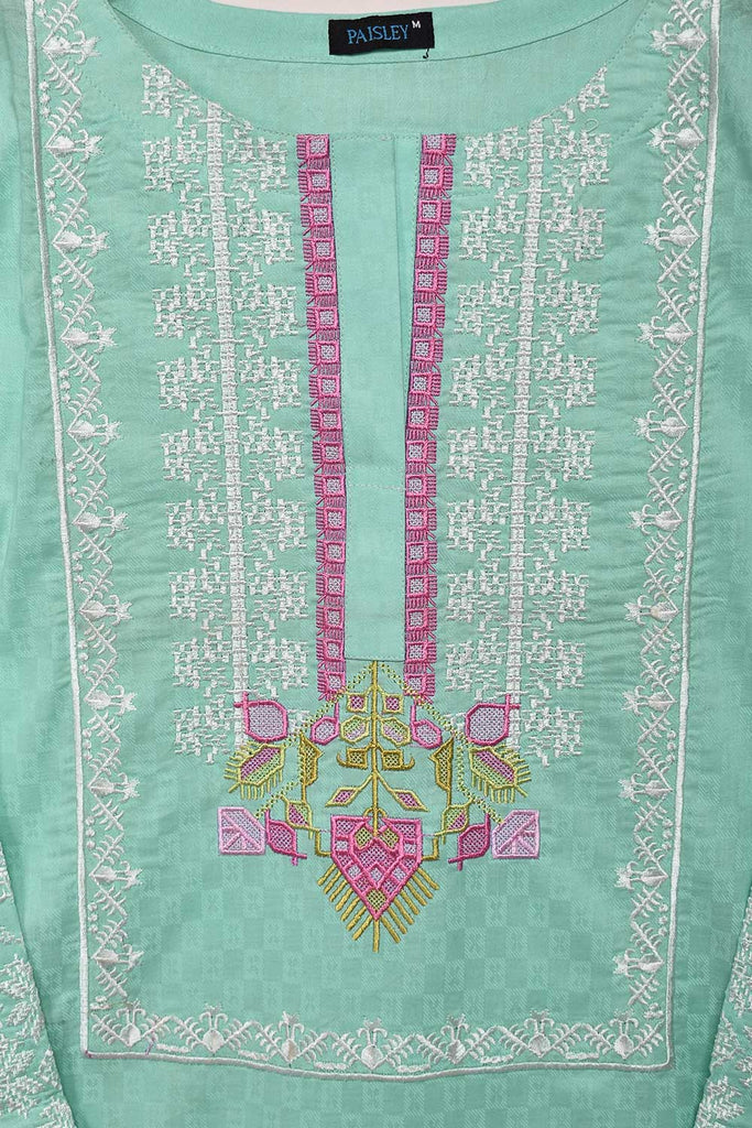 Cambric Printed & Embroidered Kurti - Crew (P-10-21-Ferozi)