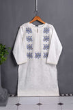 Cambric & Printed Embroidered Kurti - Crossover (P-208-19-White)
