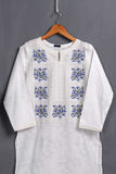 Cambric & Printed Embroidered Kurti - Crossover (P-208-19-White)