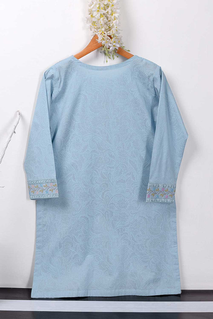 Cambric Embroidered & Printed Kurti - Current (P-27-20-Ferozi)