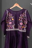 Cambric Embroidered Kurti - Embroidered Frock (P-14-20-Purple)