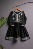 Cambric Embroidered Kurti - Embroidered Frock (P-14-20-Black)