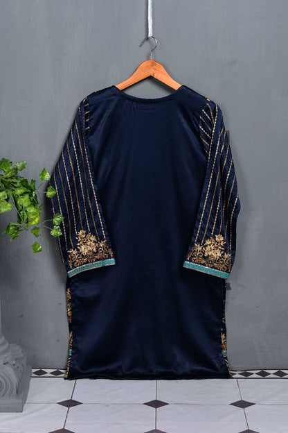 Embrodiered Silk Kurti - Forrest Navy Blue (P-20-20-NavyBlue)