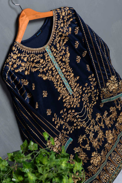 Embrodiered Silk Kurti - Forrest Navy Blue (P-20-20-NavyBlue)