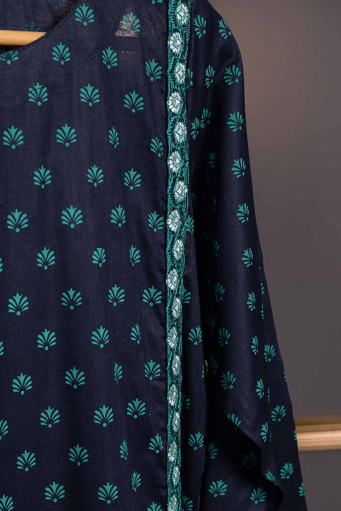 Cambric Printed & Embroidered Kurti - Gems (P-212-19-NavyBlue)
