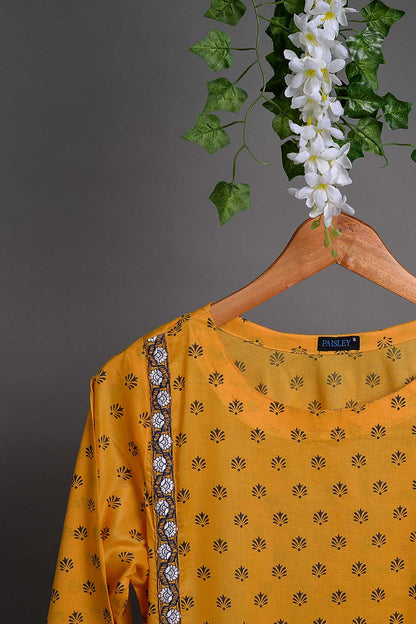 Cambric Printed & Embroidered Kurti - Gems (P-212-19-Mustard)