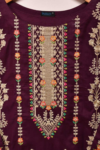 Cambric Embroidered Kurti - Gold Era (P-04-21-Maroon)