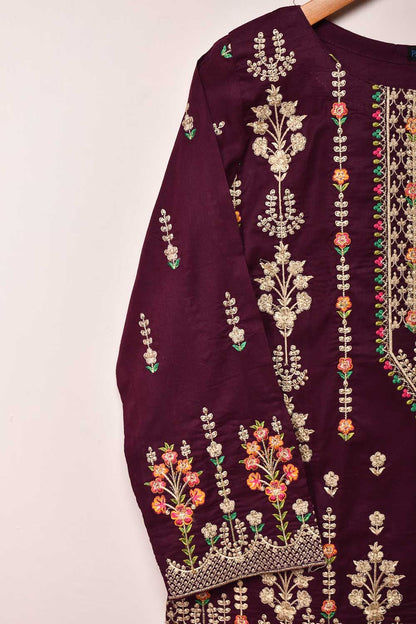 Cambric Embroidered Kurti - Gold Era (P-04-21-Maroon)