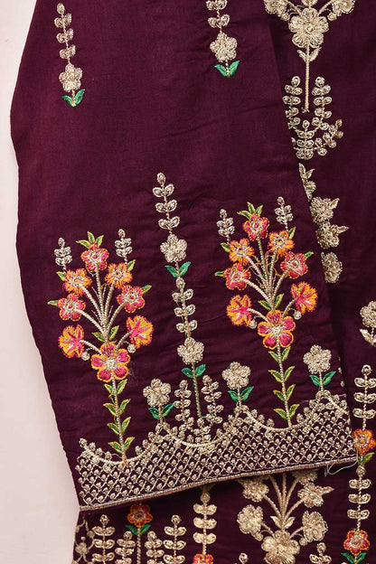 Cambric Embroidered Kurti - Gold Era (P-04-21-Maroon)