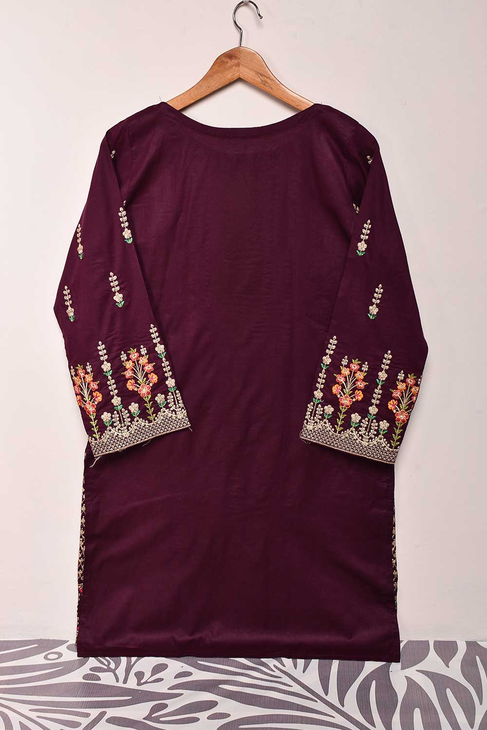 Cambric Embroidered Kurti - Gold Era (P-04-21-Maroon)