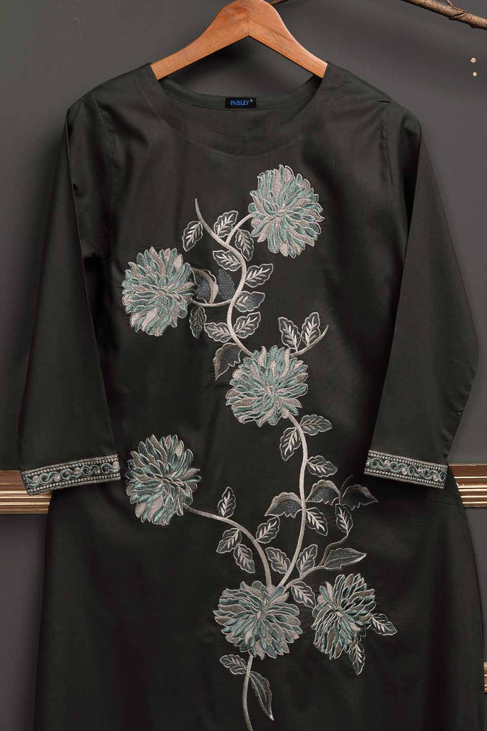 Cambric Embroidered Kurti - GreyScale (P-217-19-Grey)