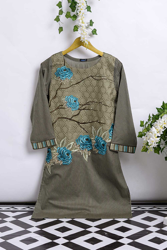 Cambric Printed & Embroidered Kurti - Hollow P-141-19-D