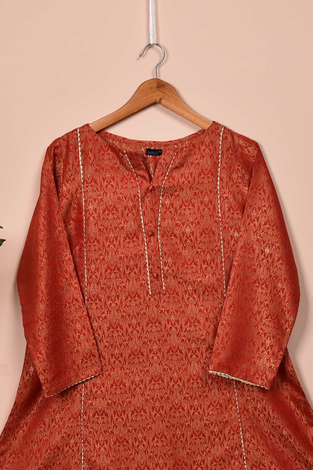 Banarsi Jacquard Kurti - Red Top (JT-02-Red)