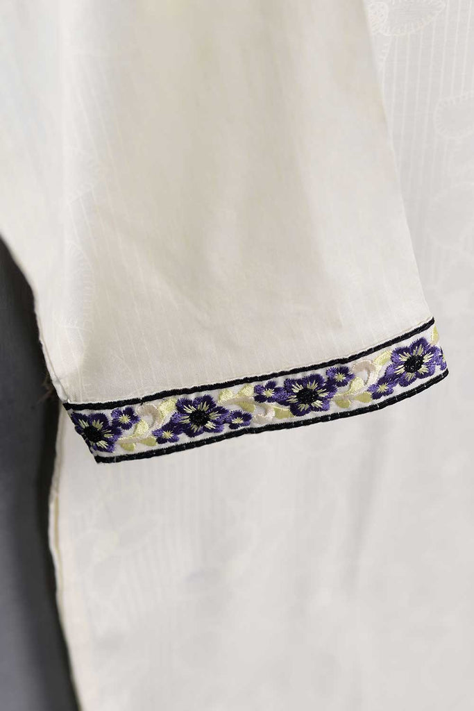 Cambric Embroidered & Printed Kurti - Jail Break (P-202-19-Cream)