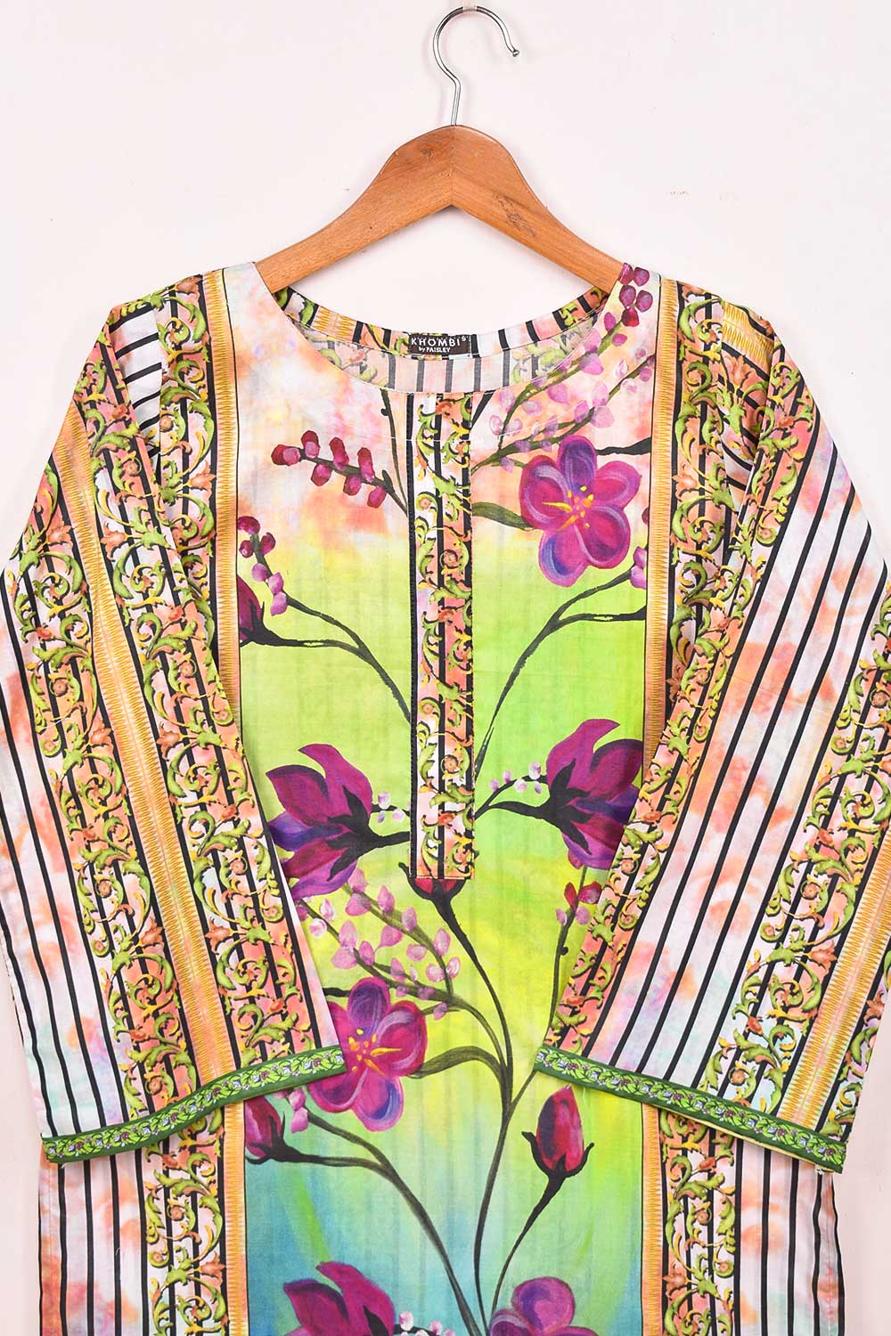 Cambric Printed Kurti - K&T Digital 1 (P-KTD1-21-GreenYellow)