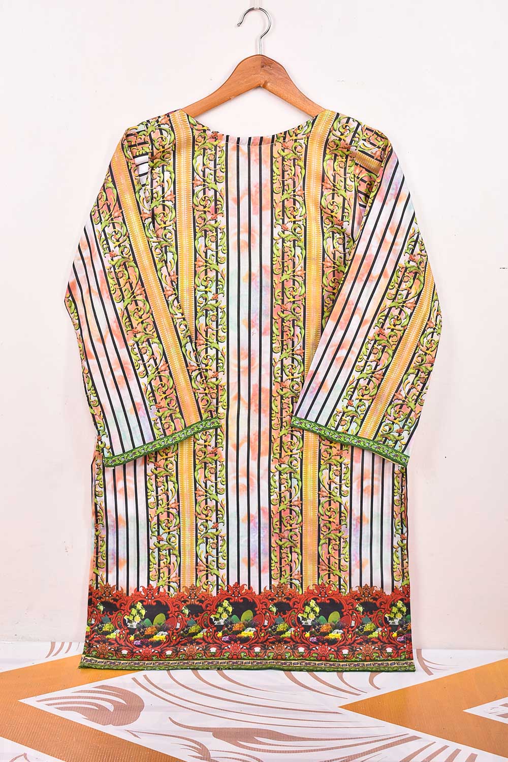 Cambric Printed Kurti - K&T Digital 1 (P-KTD1-21-GreenYellow)