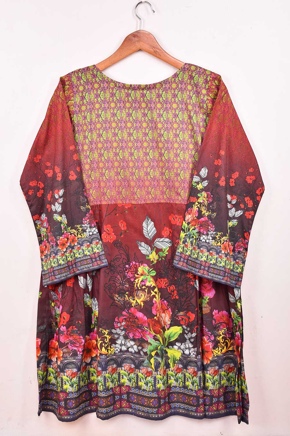 Cambric Printed Kurti - K&T Digital 2 (P-KTD2-21-Red)