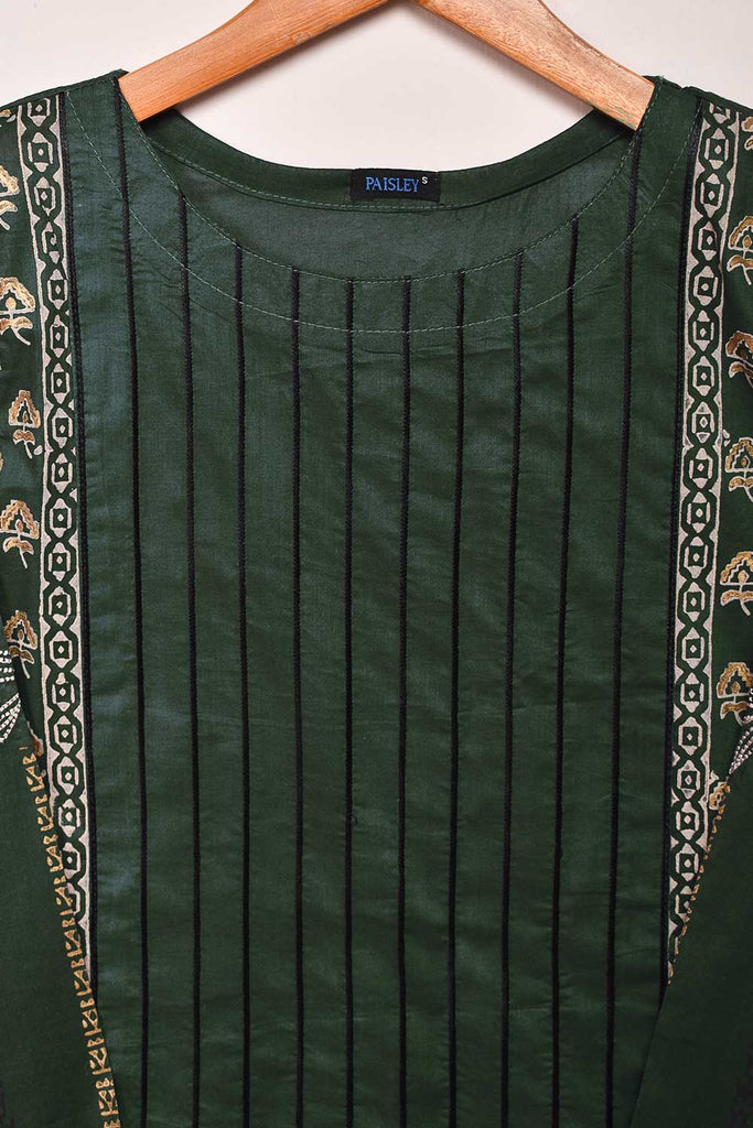 Cambric Printed & Embroidered Kurti - Kali Block (P-03-21-Green)