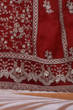 2 Pc Organza Embroidered Stitched Kurti with Organza Embroidered Dupatta - Khombi-05 (K-05-P-Maroon)