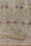 2 Pc Jacquard Paper Cotton Embroidered Stitched Kurti with Organza Embroidered Dupatta - Khombi Jacquard 2pc (P-KJ-21-Cream)