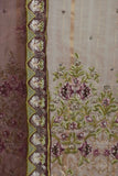 2 Pc Jacquard Paper Cotton Embroidered Stitched Kurti with Organza Embroidered Dupatta - Khombi Jacquard 2pc (P-KJ-21-Cream)