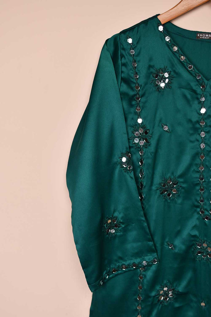 Khombi Silk Stitched Kurti With Mirror Work - Khombi Silk Mirror (P-KSM-21-Turquoise)