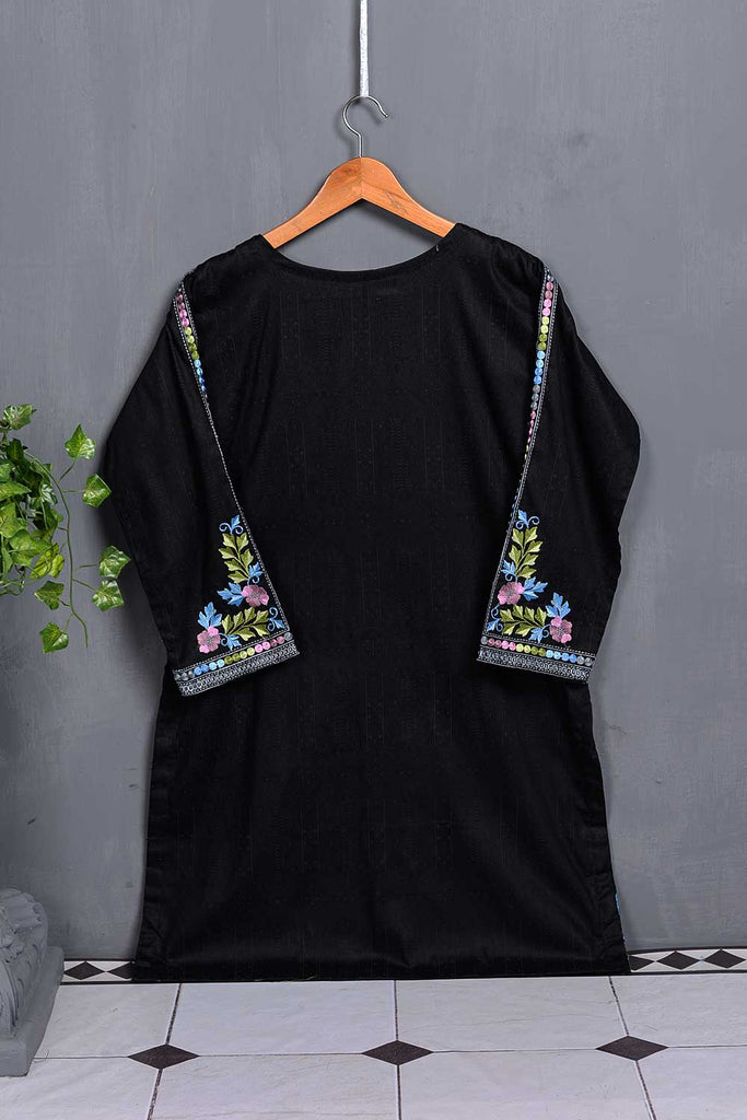 Cambric Printed & Embroidered Kurti - Ladder (P-13-20-Black)