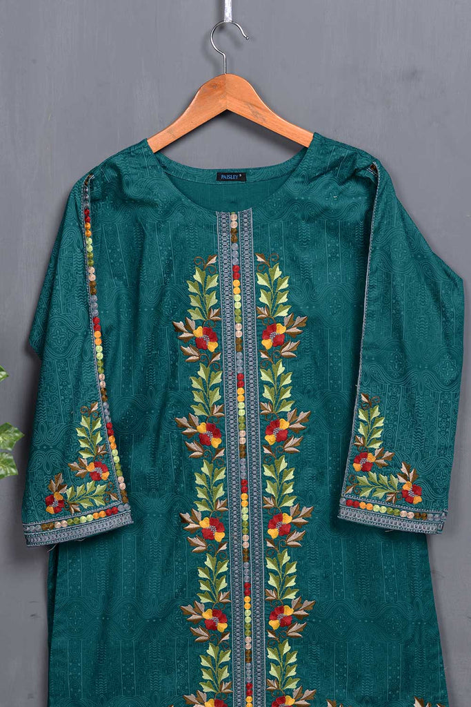 Cambric Printed & Embroidered Kurti - Ladder (P-13-20-Blue)