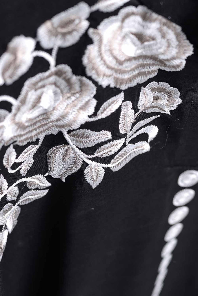 Cambric Printed & Embroidered Kurti - Majestic P-219-19-BLK