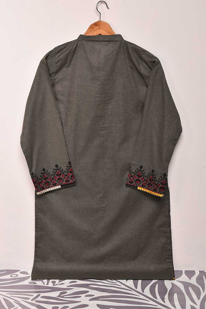 Cambric Printed & Embroidered Kurti - Mid Line (P-07-21-Grey)