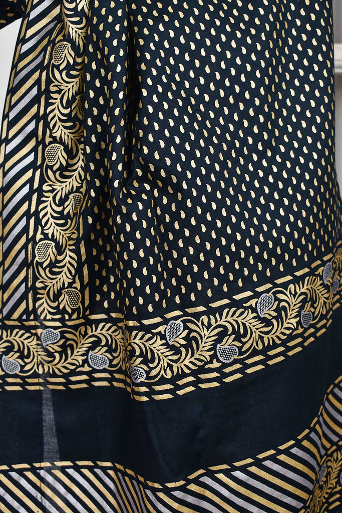 Cotton Printed Dupatta with Tassels - Midnight Frost (CPD-02A)