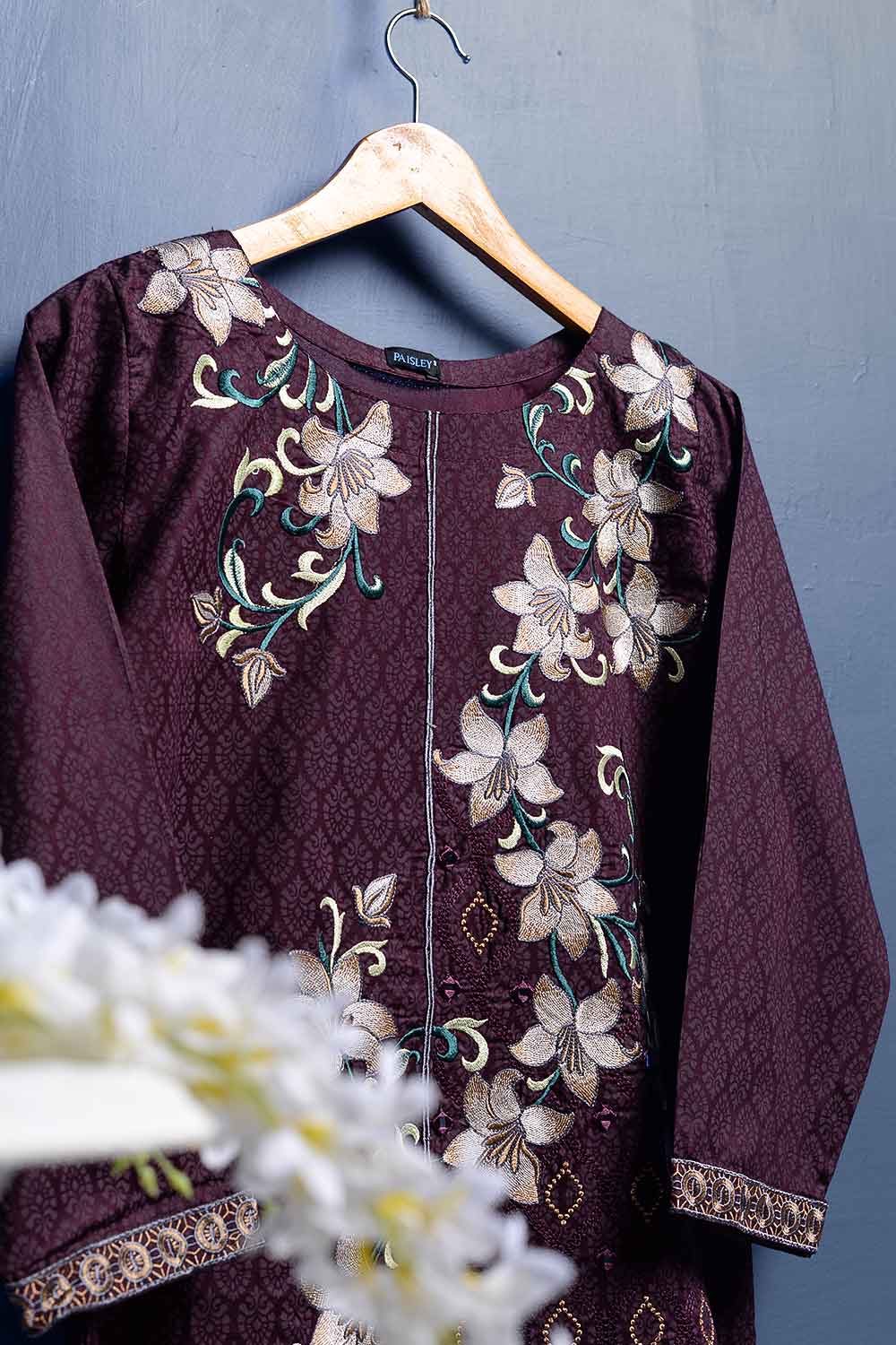 Cambric Printed & Embroidered Kurti - Mirror (P-237-19-M)