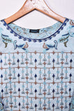 Cambric Printed & Embroidered Kurti - Moam Batti (P-17-21-SkyBlue)