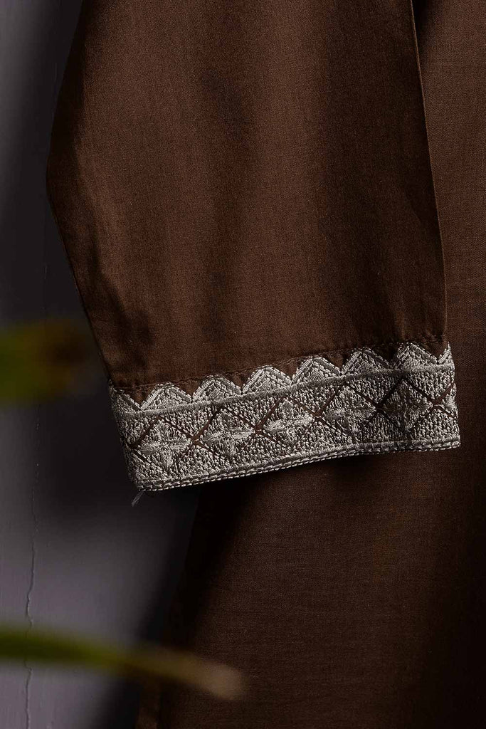 Cambric Embroidered Kurti - Monochrome (P-216-19-Brown)