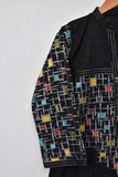 Cambric Printed & Embroidered Kurti - Multi Square (P-84-20-Black)