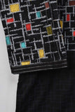 Cambric Printed & Embroidered Kurti - Multi Square (P-84-20-Black)