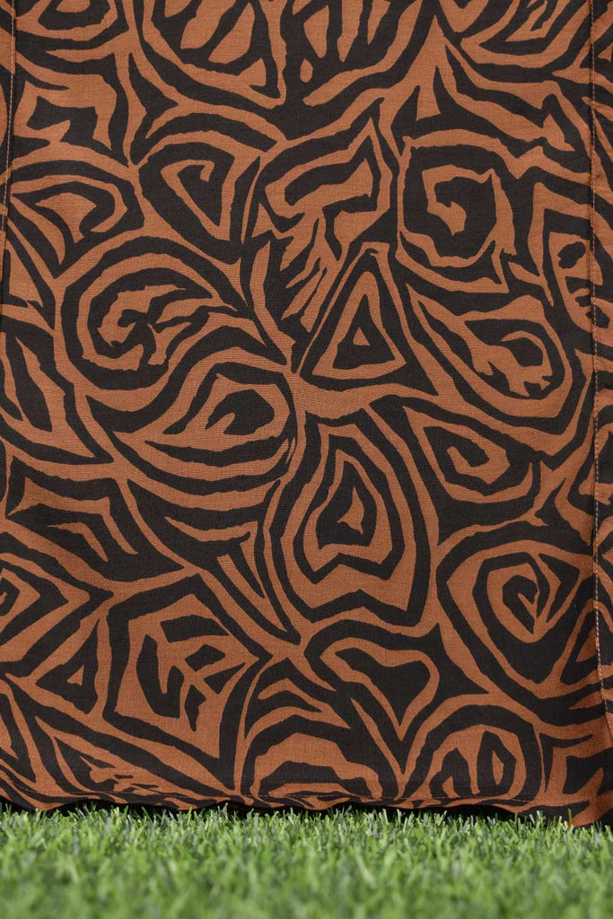 Viscose Printed Stitched Kurti - Nut Brown (SP-06)