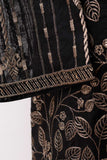 Cotton Organza Embroidered Kurti with Organza Jacquard Dupatta - ORG-001-P-40-20 (Black)