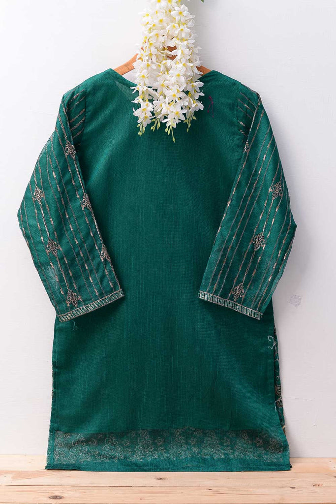 Raw Silk Khaddi Net Kurti with Organza Jacquard Dupatta - ORG-001-P-40-20 (Green)