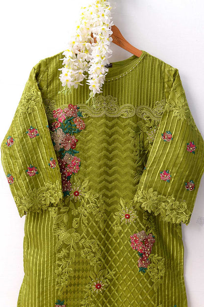 Organza Embroidered Kurti - ORG-007-P-46-20 (Olive-Green)