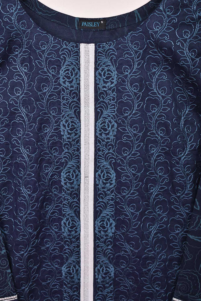 Cambric Printed & Embroidered Kurti - Oscar (P-47-21-Blue)