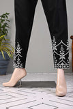 P-02B-22-Black - Charming Silhouettes - Cotton Embroidered Stitched Trouser