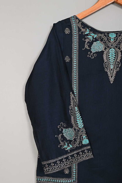 P-06-22-Blue- Side Panels - Paper Cotton Embroidered Kurti