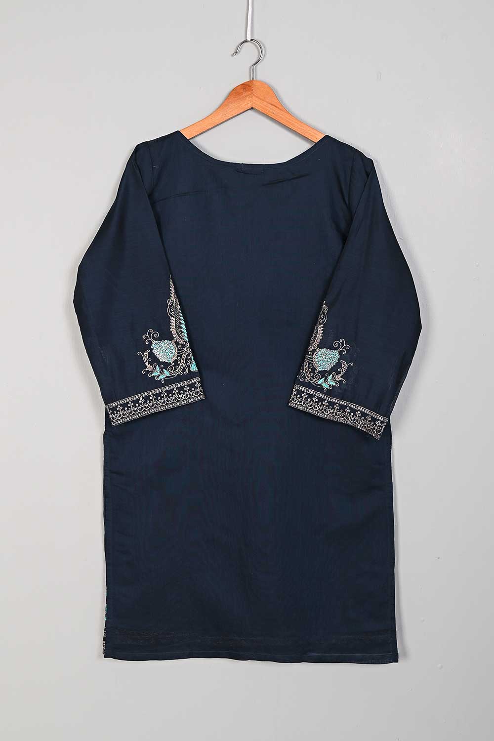 P-06-22-Blue- Side Panels - Paper Cotton Embroidered Kurti