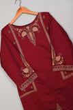 P-06-22-Maroon- Side Panels - Paper Cotton Embroidered Kurti