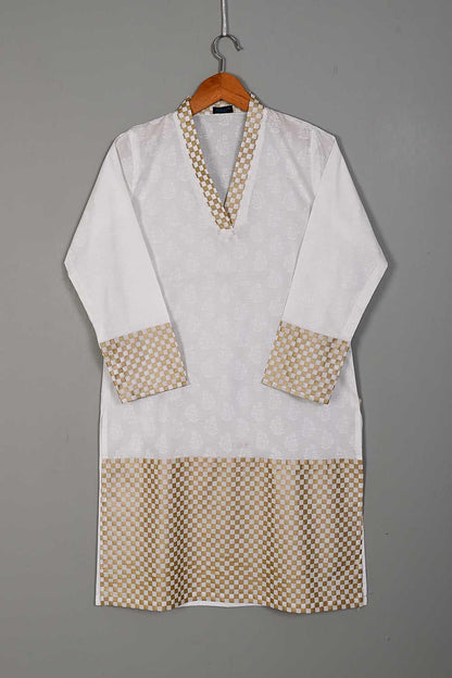 P-08-22-White - Gold Chess - Cambric Printed Kurti