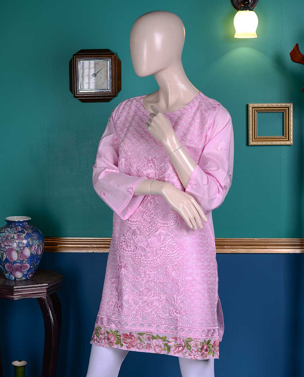 Cambric Embroidered Kurti (P-104-18-P) Delicacy