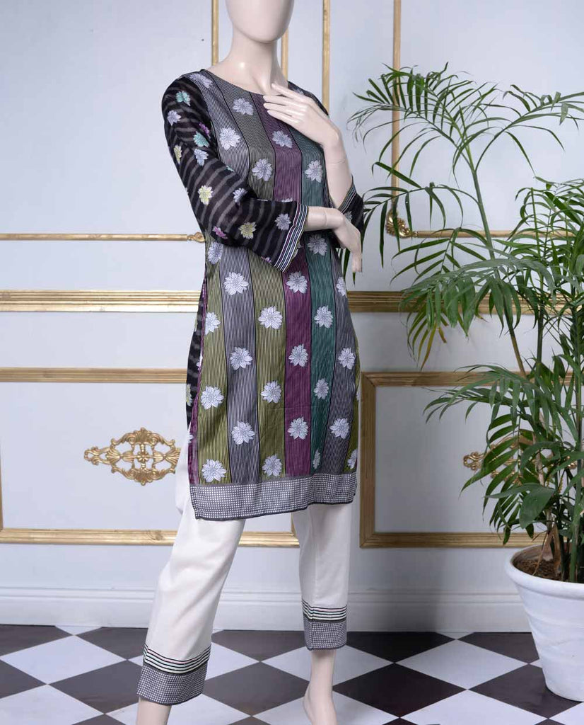 Lawn Printed & Embroidered Kurti with Embroidered Trouser (P-175-19) Flashing 2Piece
