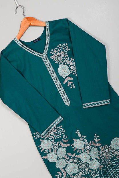 P-32-22-DarkTurquoise - Crood - Cambric Embroidered Kurti