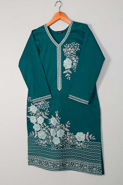 P-32-22-DarkTurquoise - Crood - Cambric Embroidered Kurti